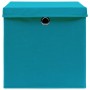 Caja de almacenaje con tapa 4 uds tela azul celeste 32x32x32 cm