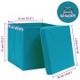 Caja de almacenaje con tapa 4 uds tela azul celeste 32x32x32 cm