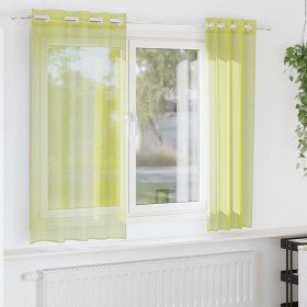 Cortinas de gasa con ojales 2 uds verde manzana 140x140 cm