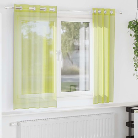 Cortinas de gasa con ojales 2 uds verde manzana 140x140 cm
