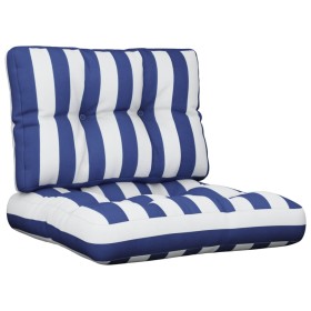 Cojines para sofá de palets 2 piezas tela a rayas azul y blanco