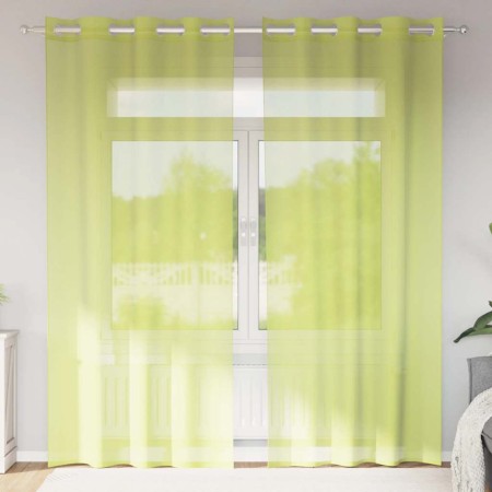 Cortinas de gasa con ojales 2 uds verde manzana 140x225 cm