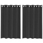 Cortinas de gasa con ojales 2 uds negro140x175 cm