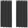 Cortinas de gasa con ojales 2 uds negro140x225 cm