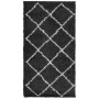 Alfombra de pelo largo moderna PAMPLONA negro y crema 60x110 cm