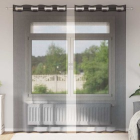Cortinas de gasa con ojales 2 uds negro140x245 cm Cortinas de gasa con ojales 2 uds negro140x245 cm
