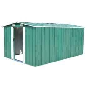 Caseta de jardín metal verde 257x392x181 cm de vidaXL, Cobertizos - Ref: Foro24-143344, Precio: 464,40 €, Descuento: %