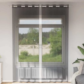 Cortinas de gasa con ojales 2 uds negro140x300 cm