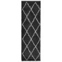 Alfombra de pelo largo moderna PAMPLONA negro y crema 80x250 cm
