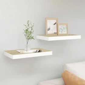 Floating wall shelf 2 pcs MDF oak and white 40x23x3.8 cm by vidaXL, Shelves and shelves - Ref: Foro24-326571, Price: 23,33 €,...