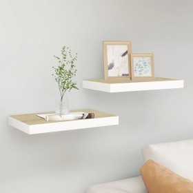 Schwebendes Wandregal 2 Stück MDF Eiche und Weiß 40x23x3,8 cm von vidaXL, Regale und Regale - Ref: Foro24-326571, Preis: 23,5...
