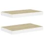 Floating wall shelf 2 pcs MDF oak and white 40x23x3.8 cm by vidaXL, Shelves and shelves - Ref: Foro24-326571, Price: 23,33 €,...