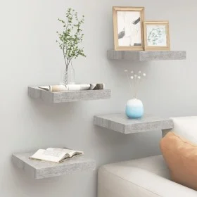 Floating wall shelf 4 pcs MDF concrete gray 23x23.5x3.8 cm by vidaXL, Shelves and shelves - Ref: Foro24-326590, Price: 41,08 ...