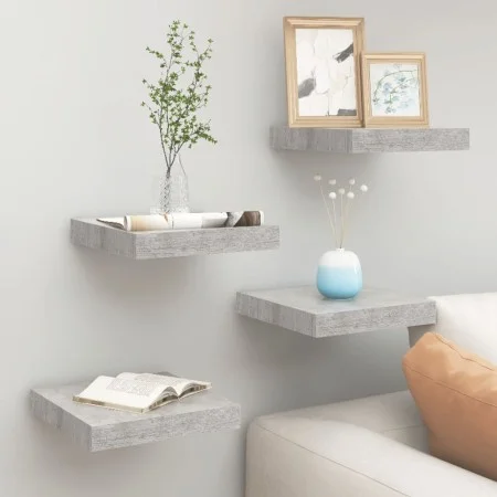 Floating wall shelf 4 pcs MDF concrete gray 23x23.5x3.8 cm by vidaXL, Shelves and shelves - Ref: Foro24-326590, Price: 41,08 ...