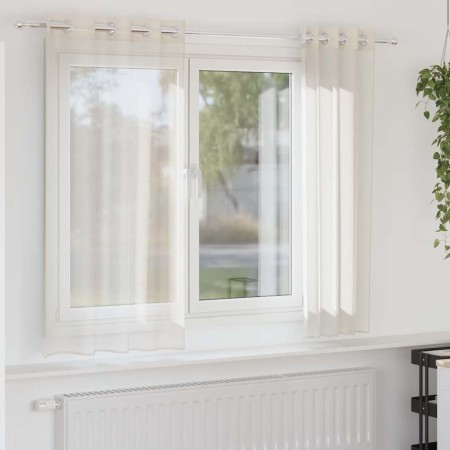 Cortinas de gasa con ojales 2 uds crema 140x140 cm