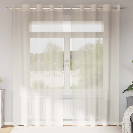 Cortinas de gasa con ojales 2 uds crema 140x225 cm