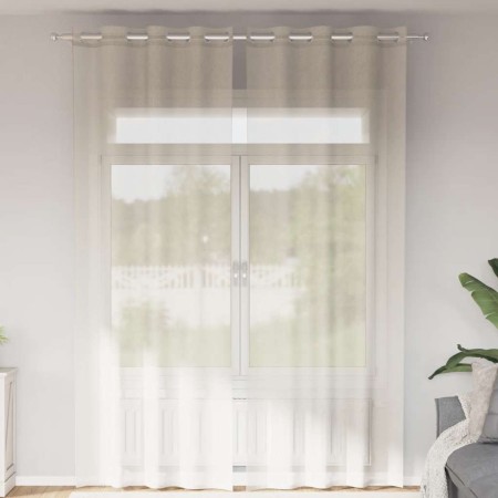 Cortinas de gasa con ojales 2 uds crema 140x300 cm