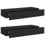 Wall shelves with drawer 2 units MDF black 60x23.5x10 cm by vidaXL, Shelves and shelves - Ref: Foro24-330258, Price: 99,53 €,...