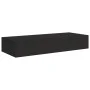 Wall shelves with drawer 2 units MDF black 60x23.5x10 cm by vidaXL, Shelves and shelves - Ref: Foro24-330258, Price: 99,53 €,...