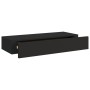Wall shelves with drawer 2 units MDF black 60x23.5x10 cm by vidaXL, Shelves and shelves - Ref: Foro24-330258, Price: 92,47 €,...