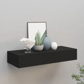Black MDF wall shelf with drawer 60x23.5x10 cm by vidaXL, Shelves and shelves - Ref: Foro24-330257, Price: 66,45 €, Discount: %