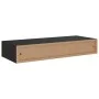 Black MDF wall shelf with drawer 60x23.5x10 cm by vidaXL, Shelves and shelves - Ref: Foro24-330257, Price: 66,45 €, Discount: %