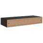 Schwarzes MDF-Wandregal mit Schublade 60x23,5x10 cm von vidaXL, Regale und Regale - Ref: Foro24-330257, Preis: 55,26 €, Rabat...