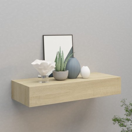 Oak MDF wall shelf with drawer 60x23.5x10 cm by vidaXL, Shelves and shelves - Ref: Foro24-330261, Price: 55,62 €, Discount: %