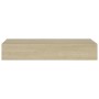 Oak MDF wall shelf with drawer 60x23.5x10 cm by vidaXL, Shelves and shelves - Ref: Foro24-330261, Price: 55,62 €, Discount: %