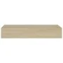 Oak MDF wall shelf with drawer 60x23.5x10 cm by vidaXL, Shelves and shelves - Ref: Foro24-330261, Price: 71,40 €, Discount: %