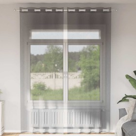 Cortinas de gasa con ojales 2 uds gris oscuro 140x300 cm Cortinas de gasa con ojales 2 uds gris oscuro 140x300 cm