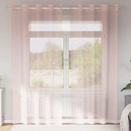 Cortinas de gasa con ojales 2 uds rosa claro 140x225 cm