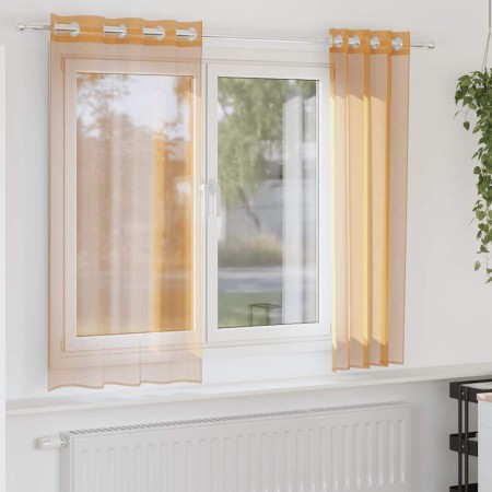 Cortinas de gasa con ojales 2 uds naranja 140x140 cm