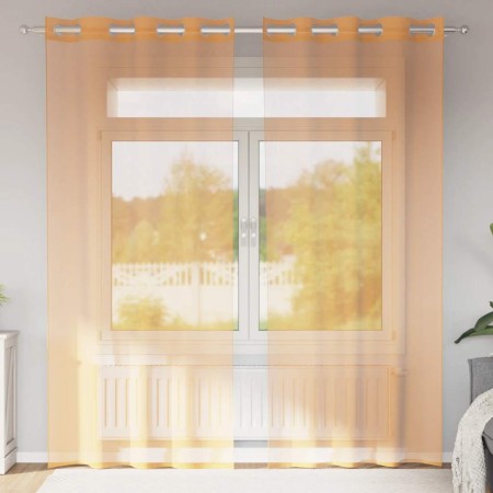 Cortinas de gasa con ojales 2 uds naranja 140x225 cm