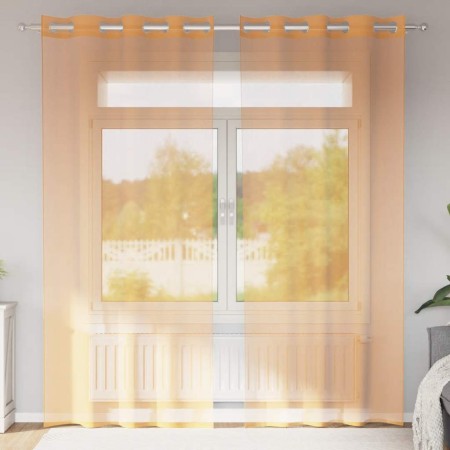 Cortinas de gasa con ojales 2 uds naranja 140x245 cm