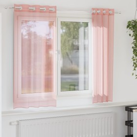 Cortinas de gasa con ojales 2 uds rosa 140x175 cm Cortinas de gasa con ojales 2 uds rosa 140x175 cm