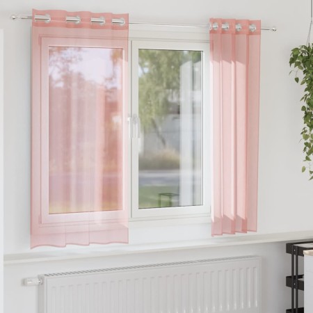 Cortinas de gasa con ojales 2 uds rosa 140x175 cm