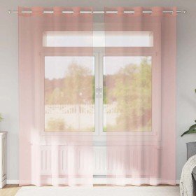 Cortinas de gasa con ojales 2 uds rosa 140x245 cm Cortinas de gasa con ojales 2 uds rosa 140x245 cm