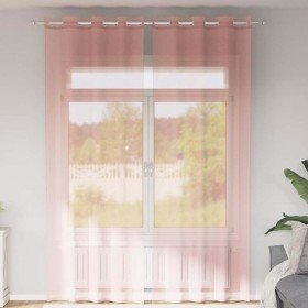 Cortinas de gasa con ojales 2 uds rosa 140x260 cm Cortinas de gasa con ojales 2 uds rosa 140x260 cm