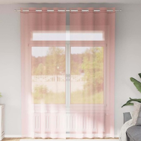 Cortinas de gasa con ojales 2 uds rosa 140x260 cm