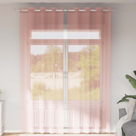Cortinas de gasa con ojales 2 uds rosa 140x300 cm