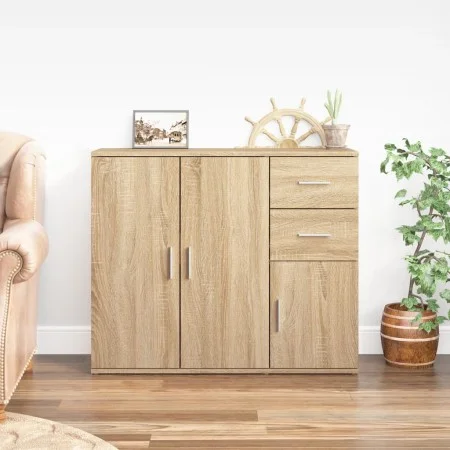 Aparador de madera contrachapada roble Sonoma 91x29,5x75 cm de vidaXL, Aparadores - Ref: Foro24-823272, Precio: 96,99 €, Desc...