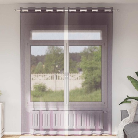 Cortinas de gasa con ojales 2 uds morado 140x260 cm