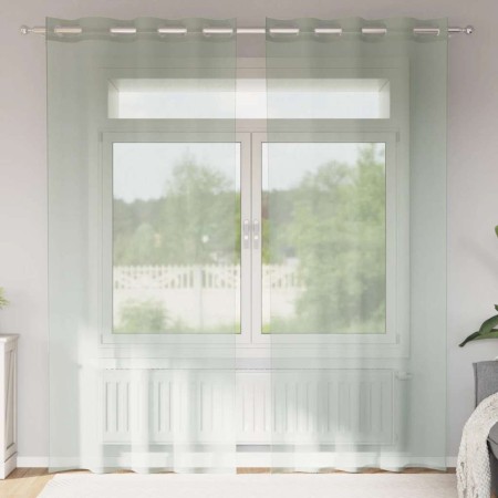 Cortinas de gasa con ojales 2 uds gris claro 140x245 cm