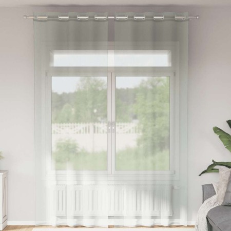 Cortinas de gasa con ojales 2 uds gris claro 140x260 cm