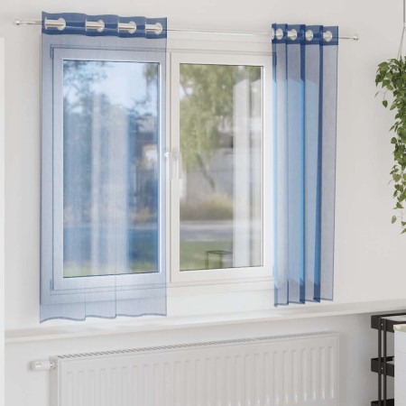 Cortinas de gasa con ojales 2 uds azul real en Cortinas y visillos | Comprar online en Foro24