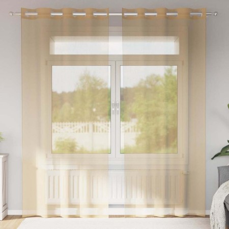 Cortinas de gasa con ojales 2 uds arena