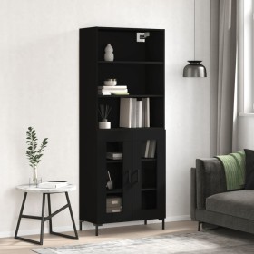 Hohes schwarzes Sperrholz-Sideboard 69,5 x 34 x 180 cm von vidaXL, Sideboards - Ref: Foro24-3189318, Preis: 151,71 €, Rabatt: %