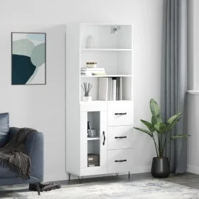 Hohes weißes Sperrholz-Sideboard 69,5 x 34 x 180 cm von vidaXL, Sideboards - Ref: Foro24-3189501, Preis: 146,37 €, Rabatt: %