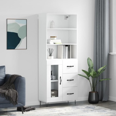 Hohes weißes Sperrholz-Sideboard 69,5 x 34 x 180 cm von vidaXL, Sideboards - Ref: Foro24-3189501, Preis: 146,94 €, Rabatt: %